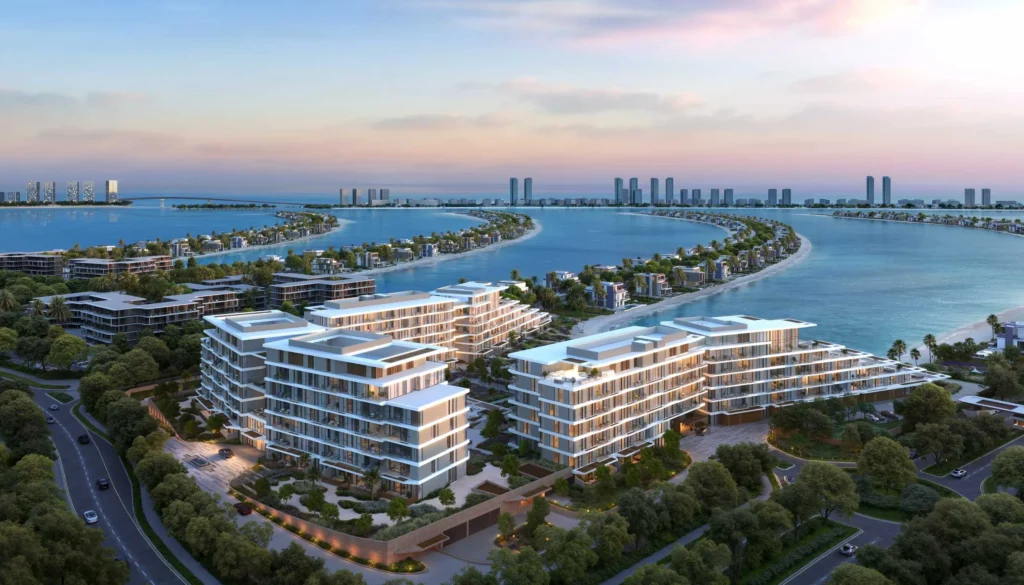 Luxury waterfront residential apartments in Dubai showcasing modern architecture and prime Dubai investment properties.